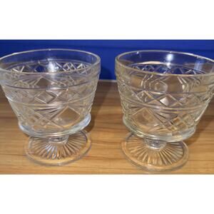 Set of 2 Vintage Hazel Atlas Big Top Peanut Butter Sherbet Glasses. No Flaws